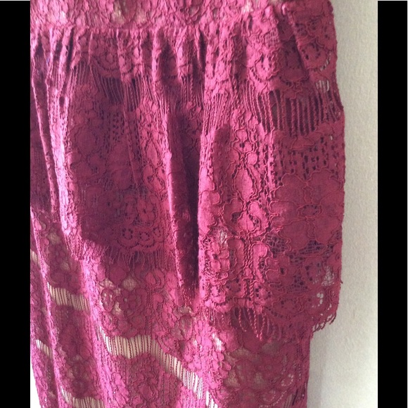 EUC Anthro Red Lace Peplum Cocktail Dress - Picture 5 of 6